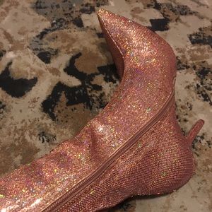 Pink Sequin Akira heels